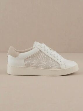 Women’s White Pearl-Embellished Sneaker